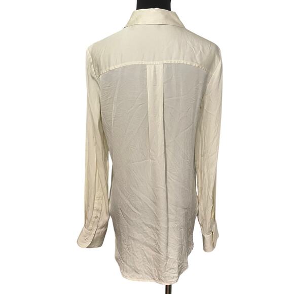 Theory Sumaya HP Ivory Silk Stretch Blouse Collared Button Down S Quiet Luxury - Picture 4 of 13